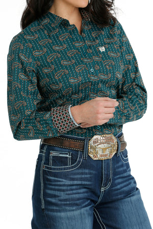 CINCH Women's Teal Button Down Western Shirt