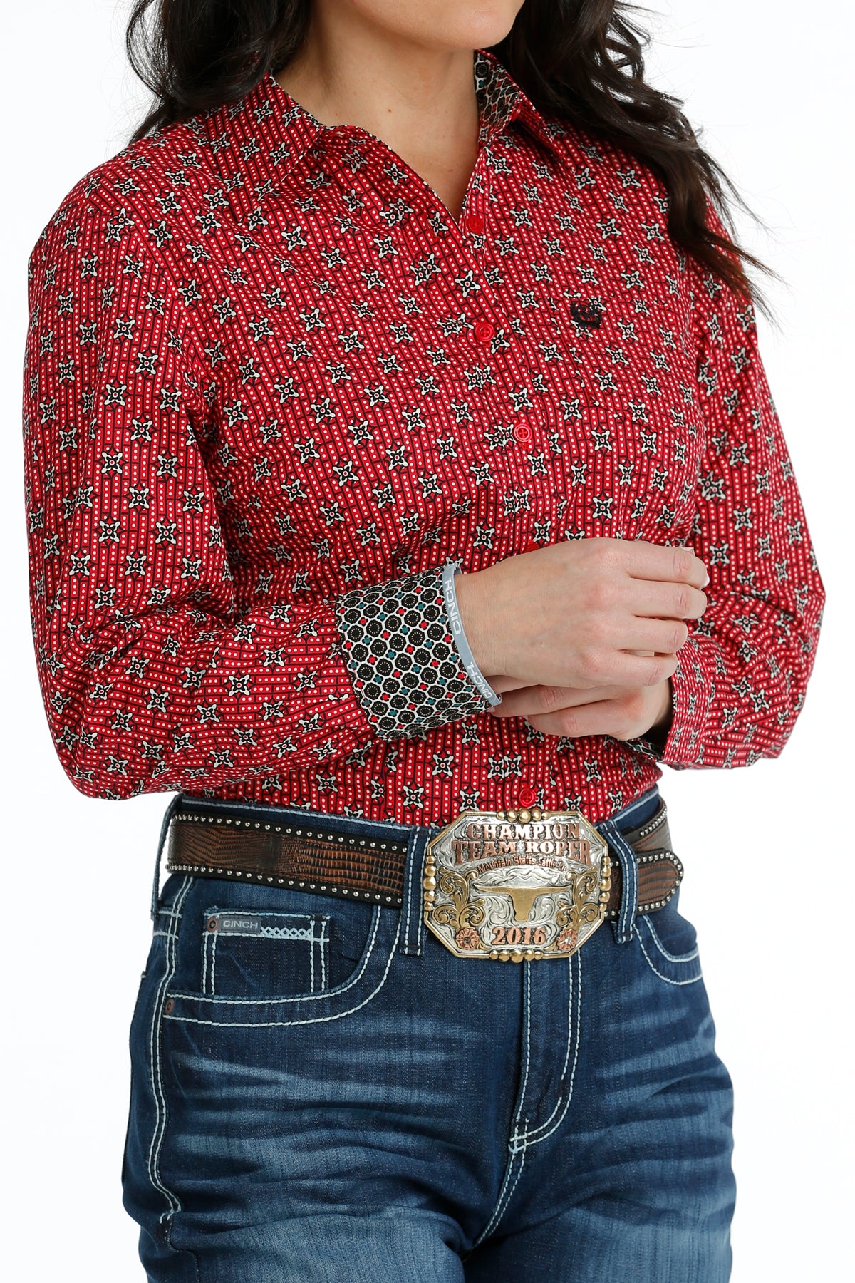 CINCH Women's Red Button Down Western Shirt