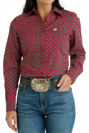 CINCH Women's Red Button-Down Western Shirt