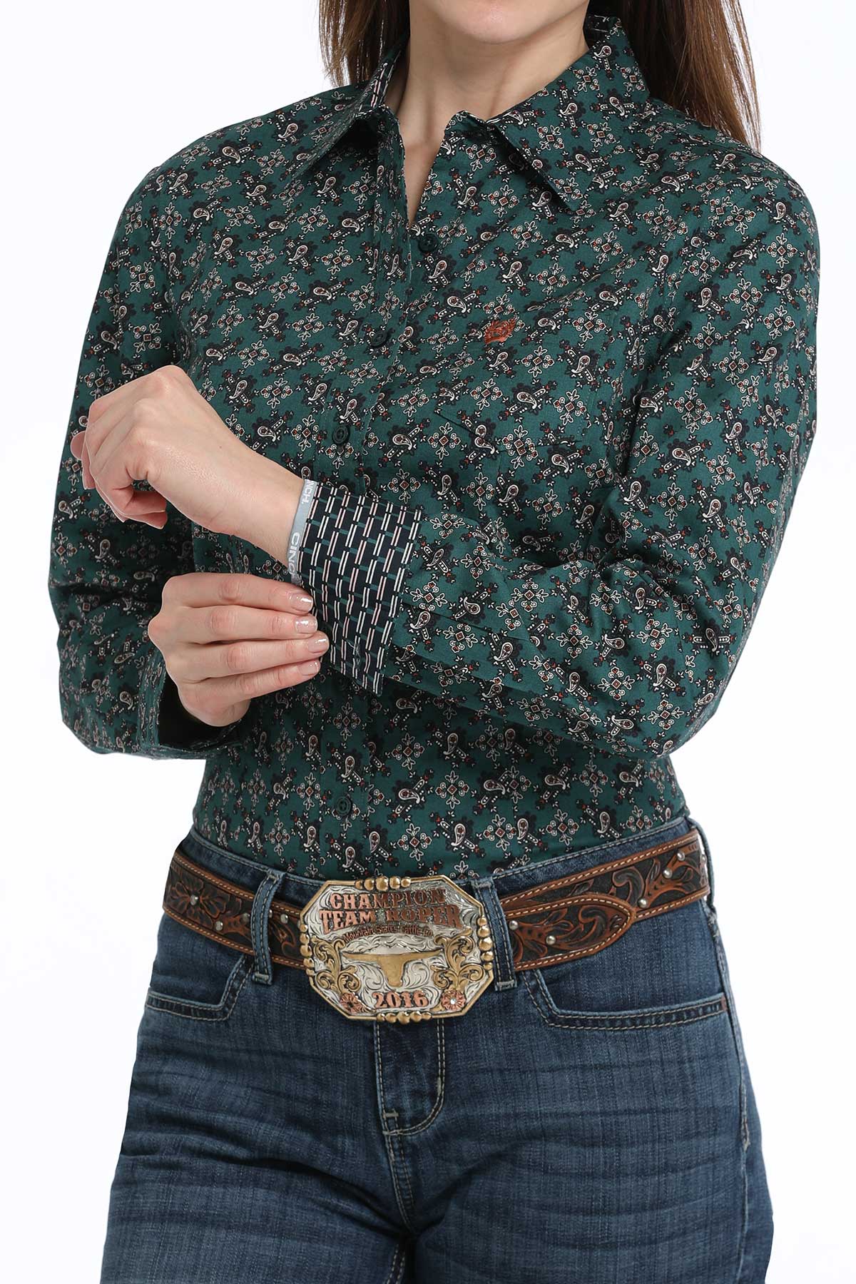 CINCH Women's Green L/S Button-Down Western Shirt