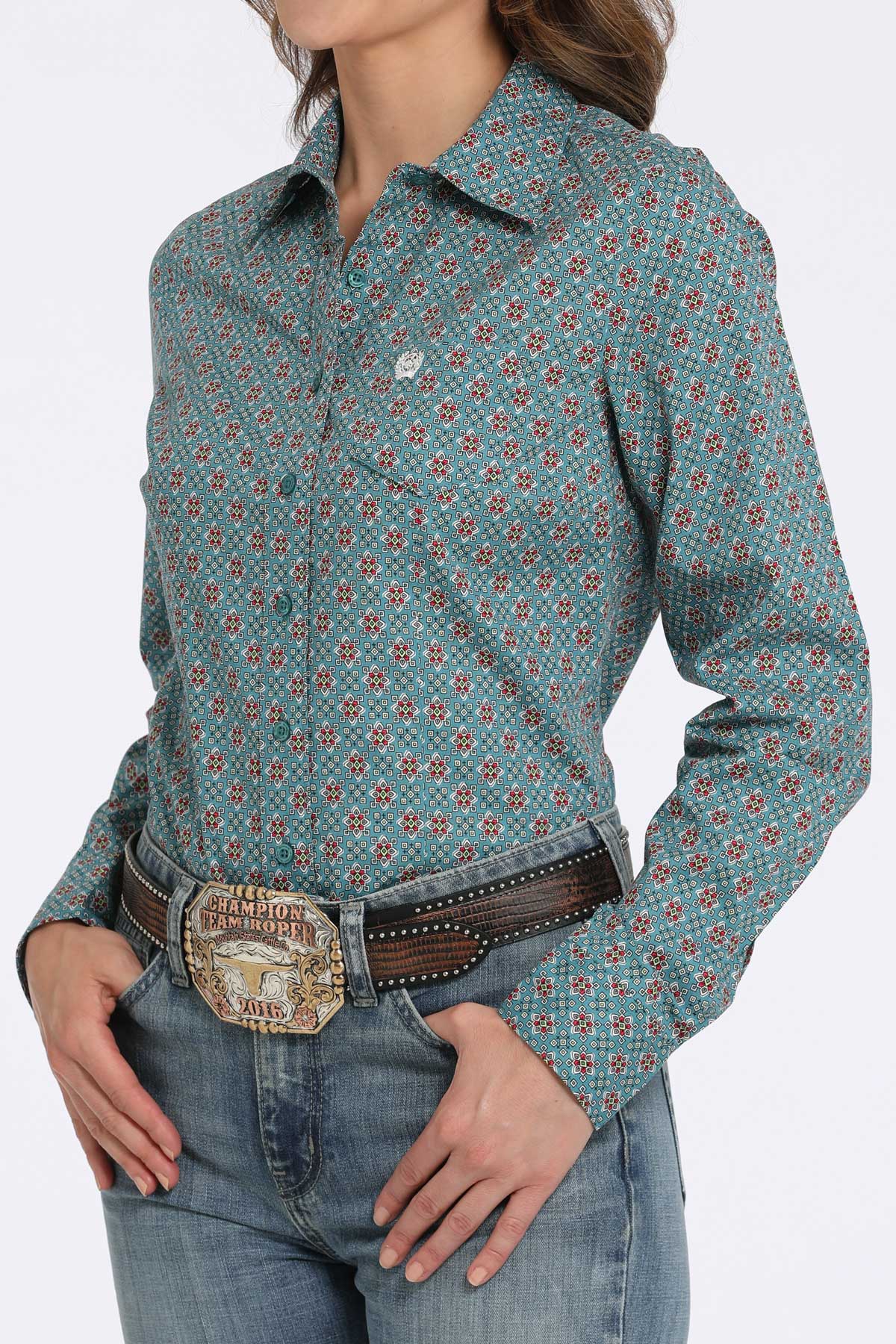 CINCH Women's Blue Western Button-Down Shirt