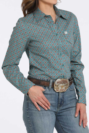 CINCH Women's Blue Western Button-Down Shirt
