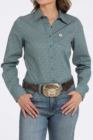 CINCH Women's Blue Western Button-Down Shirt