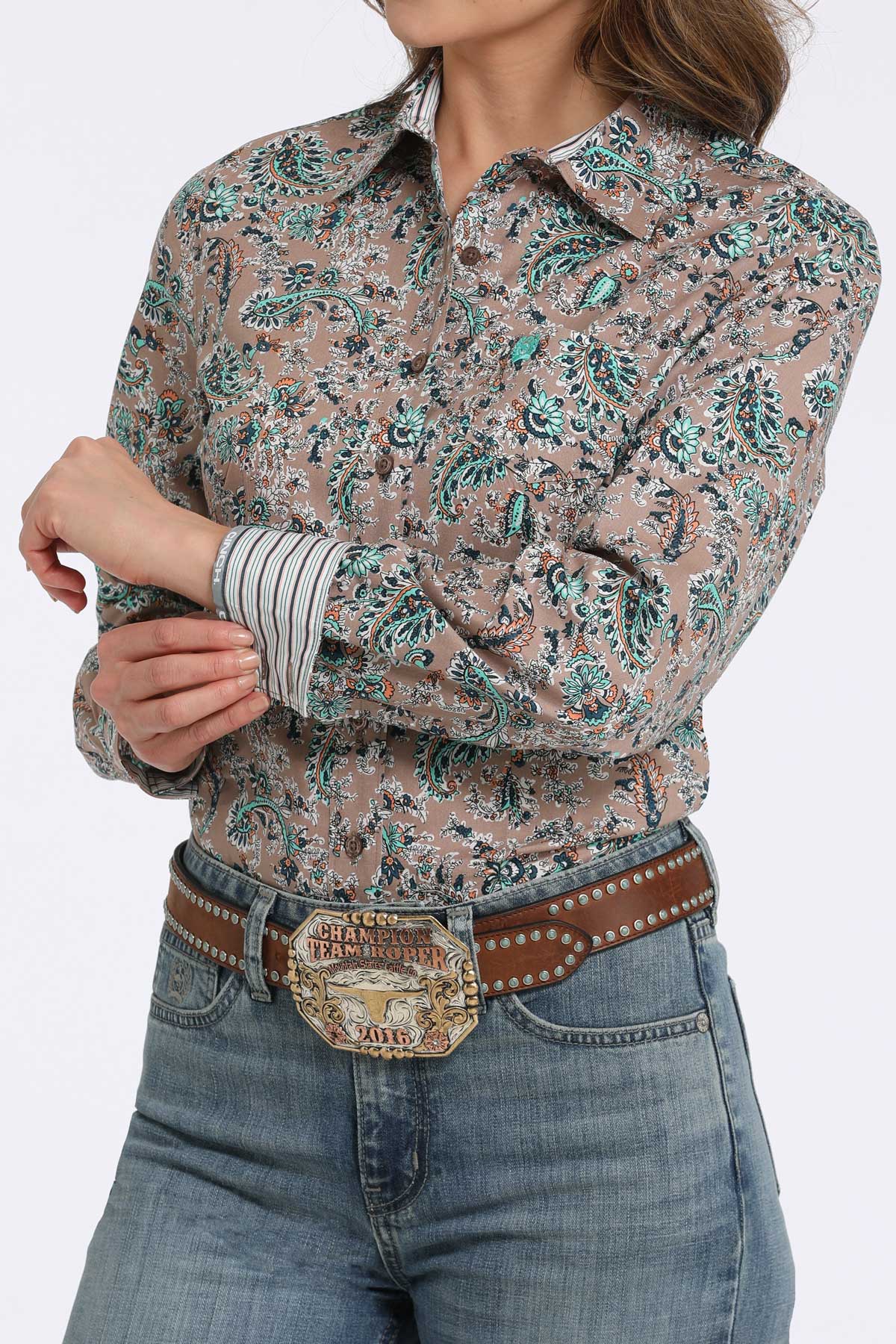 CINCH Women's Brown Western Button-Down Shirt