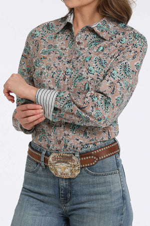 CINCH Women's Brown Western Button-Down Shirt