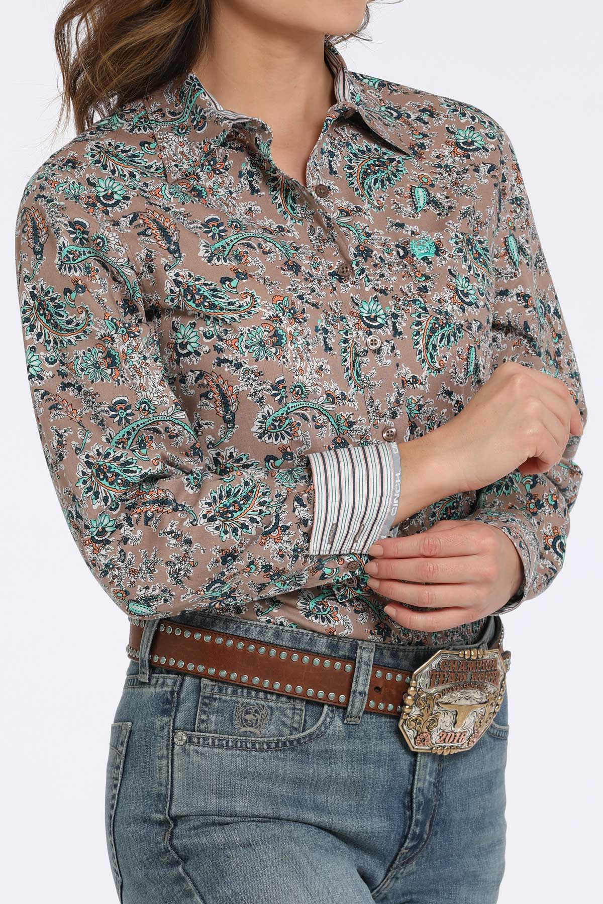 CINCH Women's Brown Western Button-Down Shirt