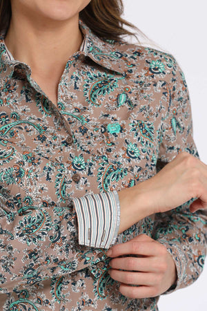 CINCH Women's Brown Western Button-Down Shirt