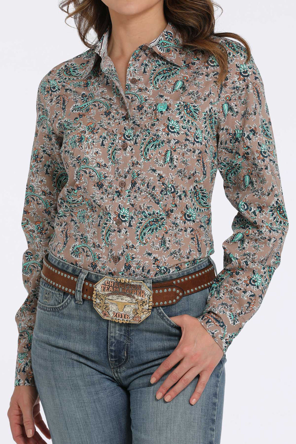 CINCH Women's Brown Western Button-Down Shirt