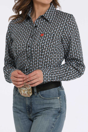 CINCH Women's Black L/S Print Western Button-Down Shirt