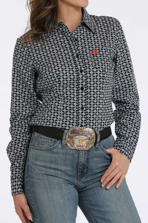 CINCH Women's Black L/S Print Western Button-Down Shirt