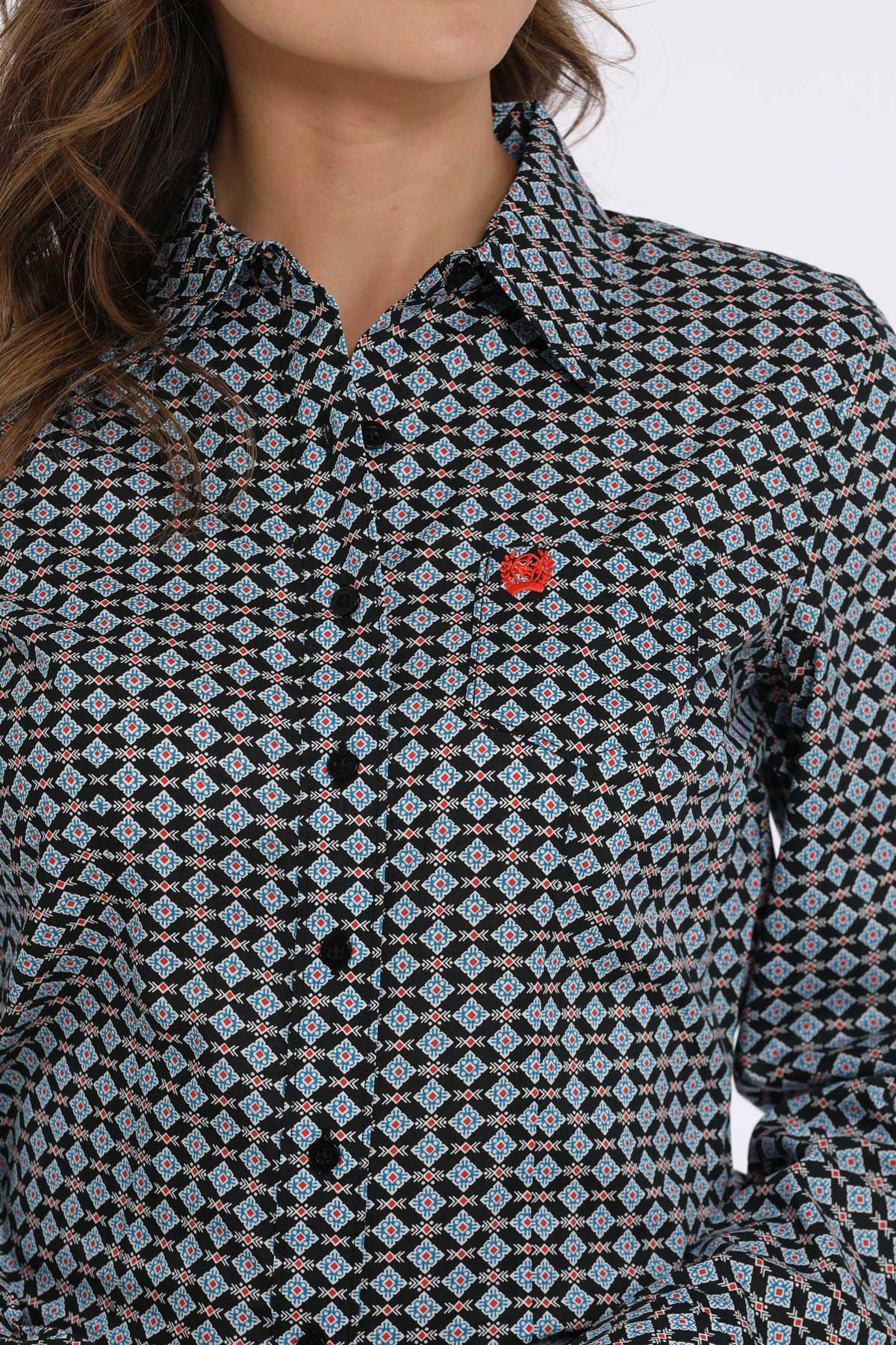 CINCH Women's Black L/S Print Western Button-Down Shirt