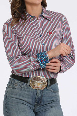 CINCH Women's Stripe L/S Print Western Button-Down Shirt