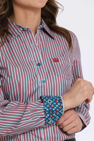 CINCH Women's Stripe L/S Print Western Button-Down Shirt