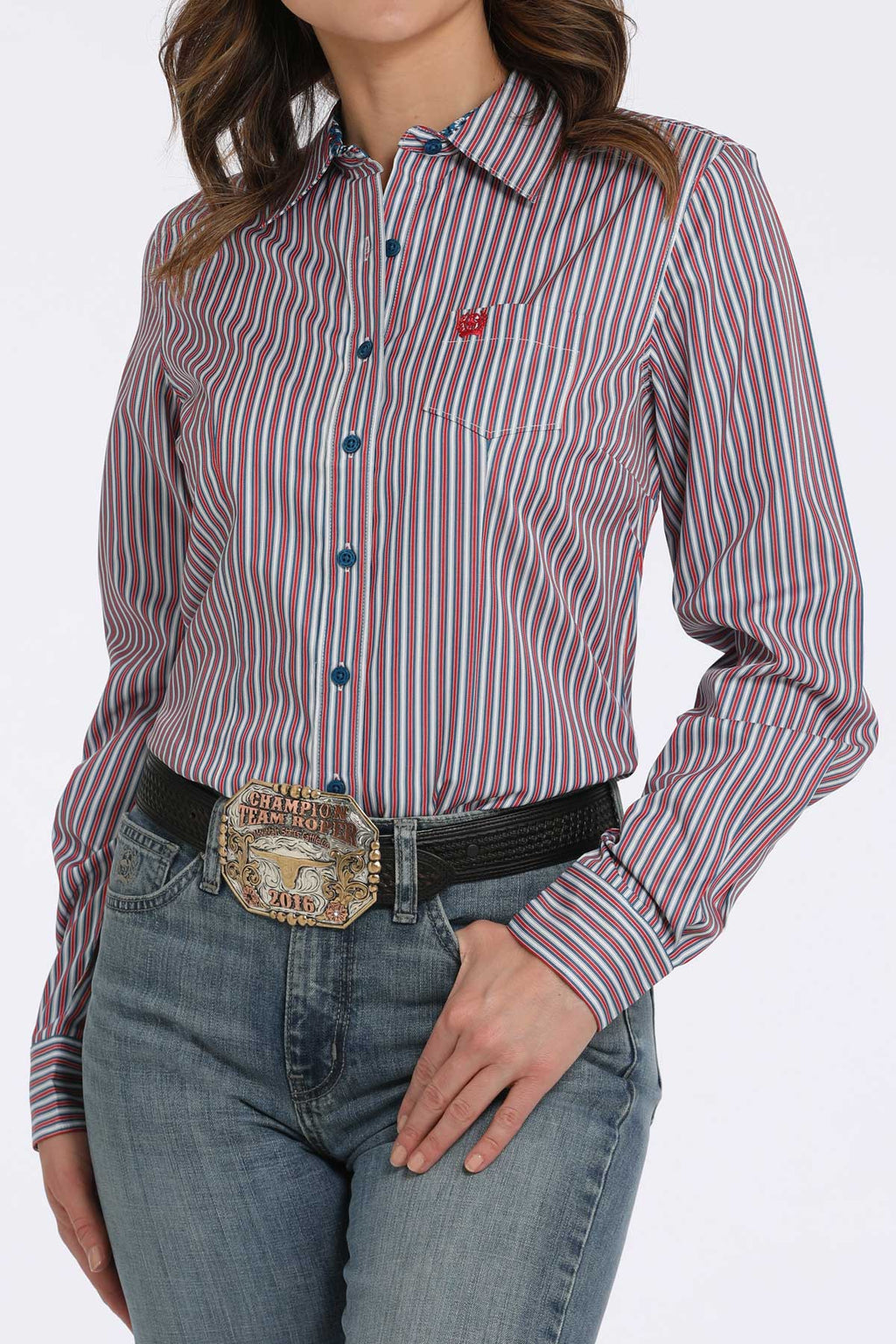 CINCH Women's Stripe L/S Print Western Button-Down Shirt