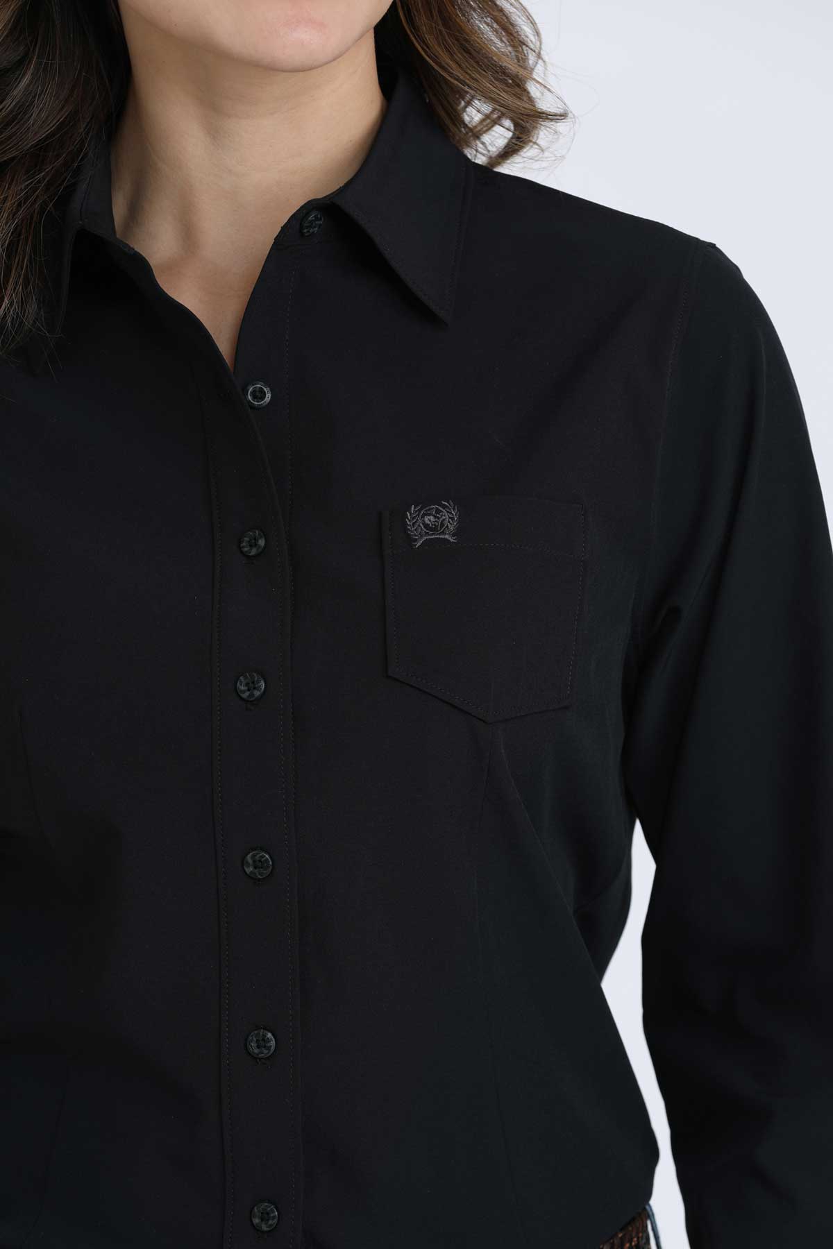 CINCH Women's ARENAFLEX Black Long Sleeve Button-Down Western Shirt