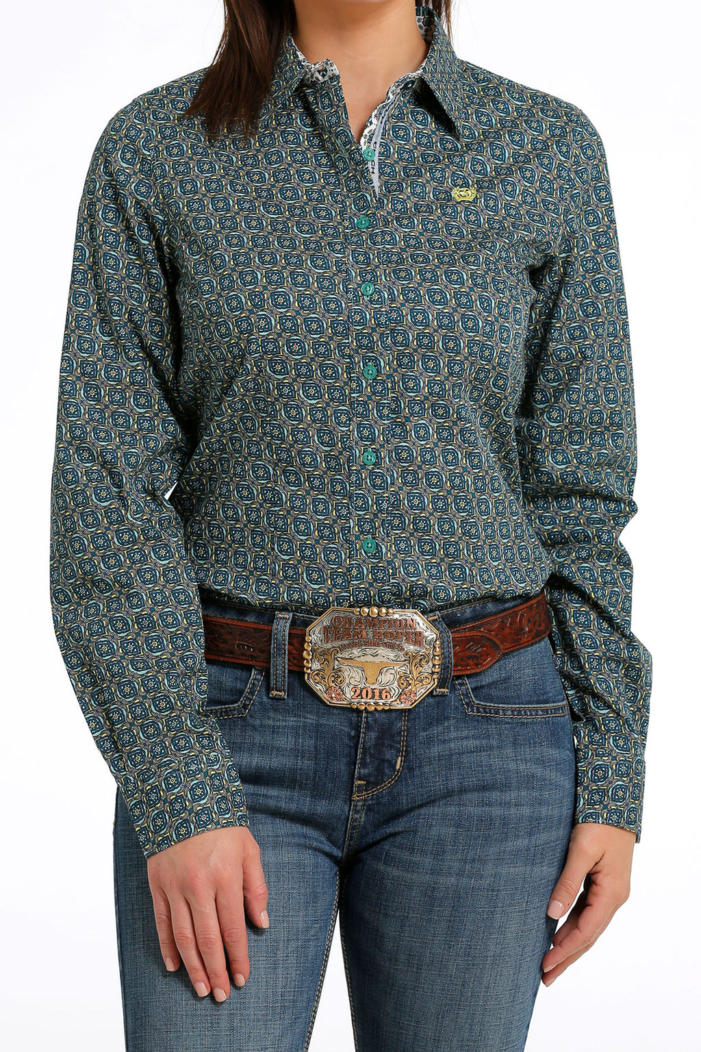 CINCH Women's Teal Button-Down Western Shirt