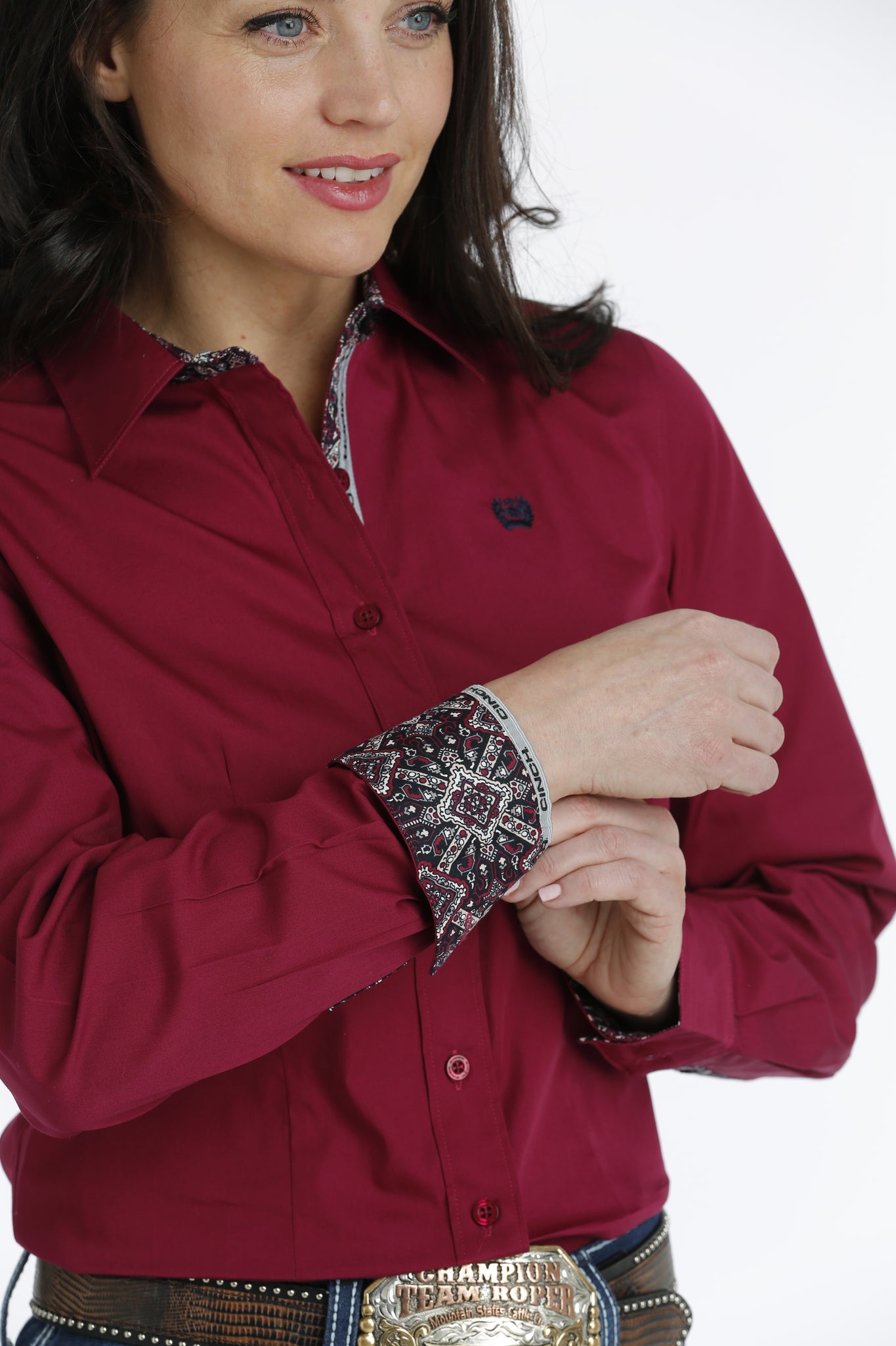 CINCH Women's Burgundy Button-Down Western Shirt