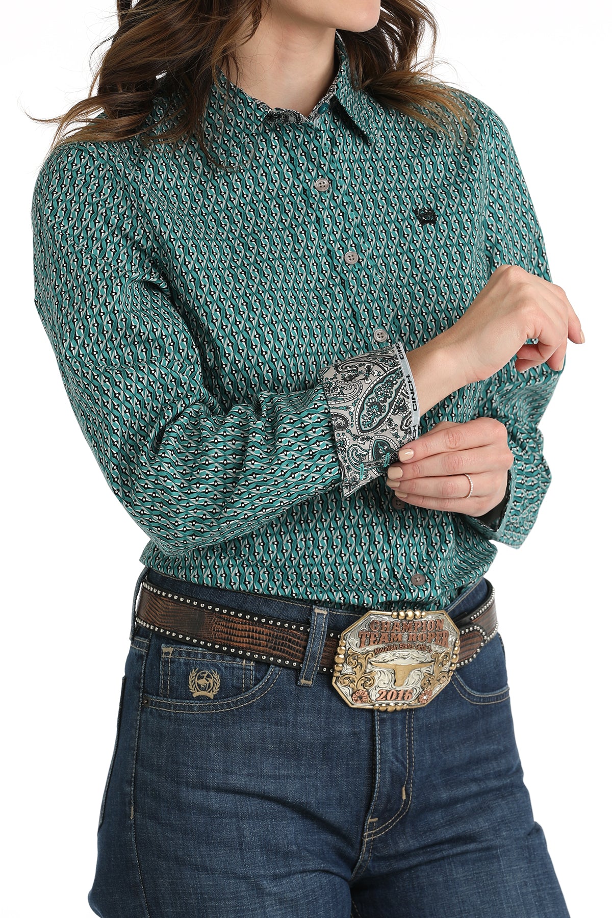 CINCH Women's Teal Button-Down Western Shirt