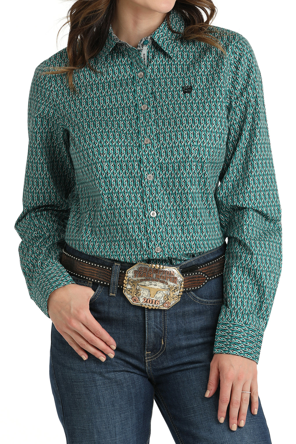 CINCH Women's Teal Button-Down Western Shirt