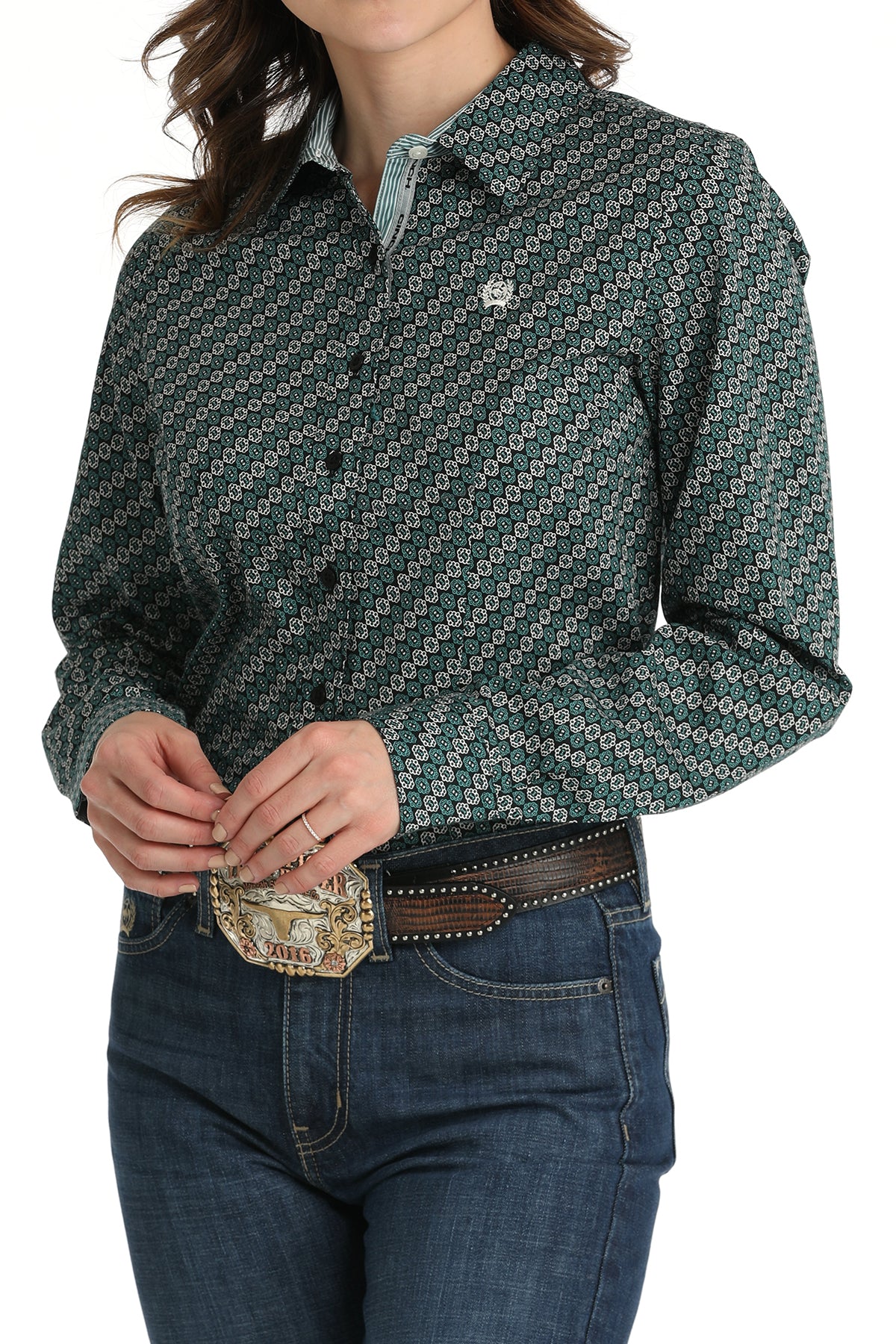 CINCH Women's Teal Button-Down Western Shirt