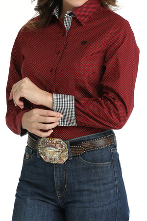 CINCH Women's Polka Dot Red Button-Down Western Shirt