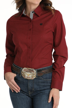 CINCH Women's Polka Dot Red Button-Down Western Shirt