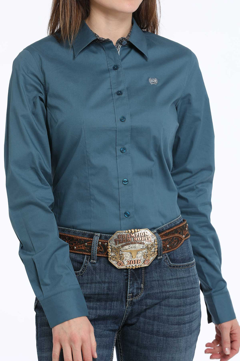 CINCH Women's Teal Button-Down Western Shirt