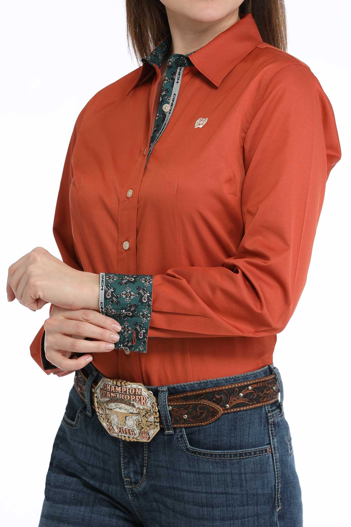 CINCH Women's Copper L/S Stripe Button Down Western Shirt