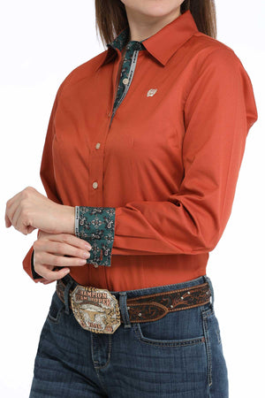 CINCH Women's Copper L/S Stripe Button Down Western Shirt