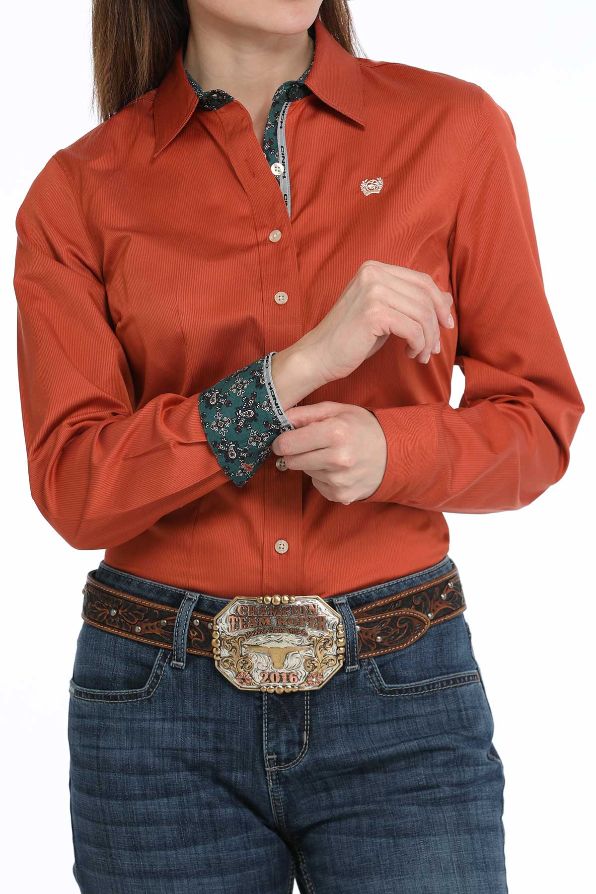 CINCH Women's Copper L/S Stripe Button Down Western Shirt