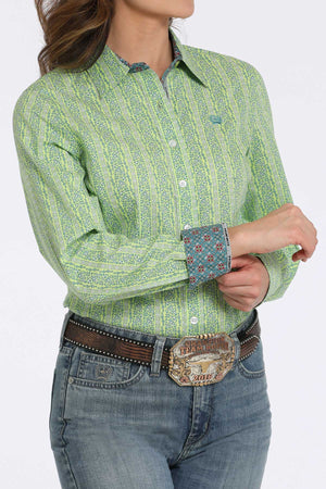 CINCH Women's Print Lime Green Western Button-Down Shirt
