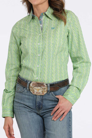 CINCH Women's Print Lime Green Western Button-Down Shirt
