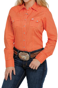 CINCH Women's Orange Snap Front Western Shirt