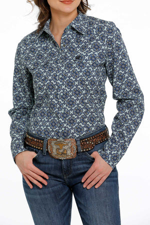 CINCH Women's Blue L/S Print Western Shirt