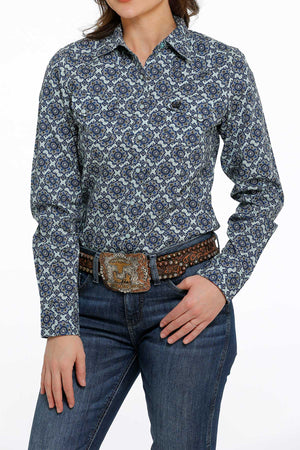 CINCH Women's Blue L/S Print Western Shirt