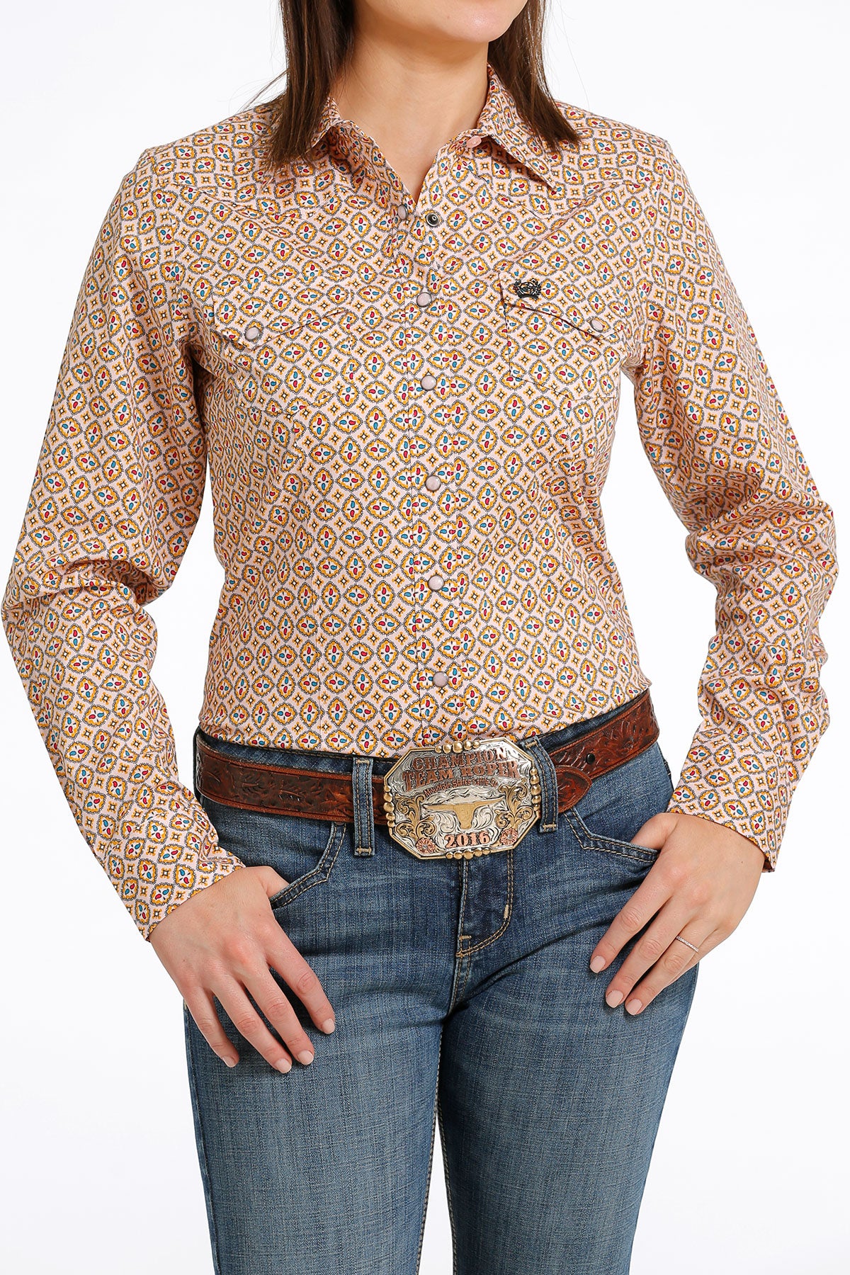 CINCH Women's Pink Snap Front Western Shirt