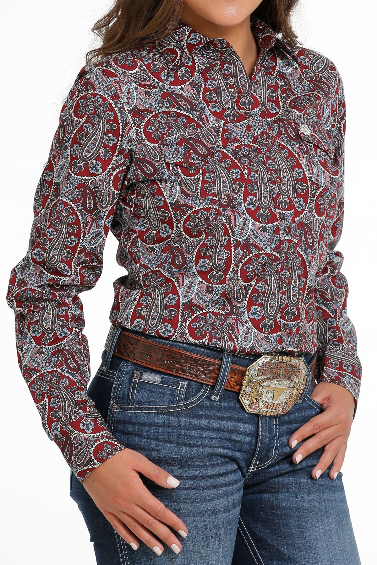 CINCH Women's Burgundy Snap Front Western Shirt