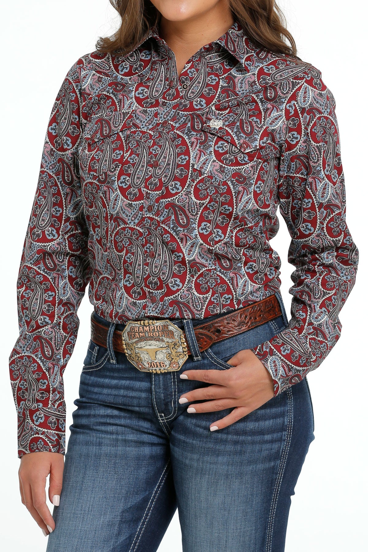 CINCH Women's Burgundy Snap Front Western Shirt