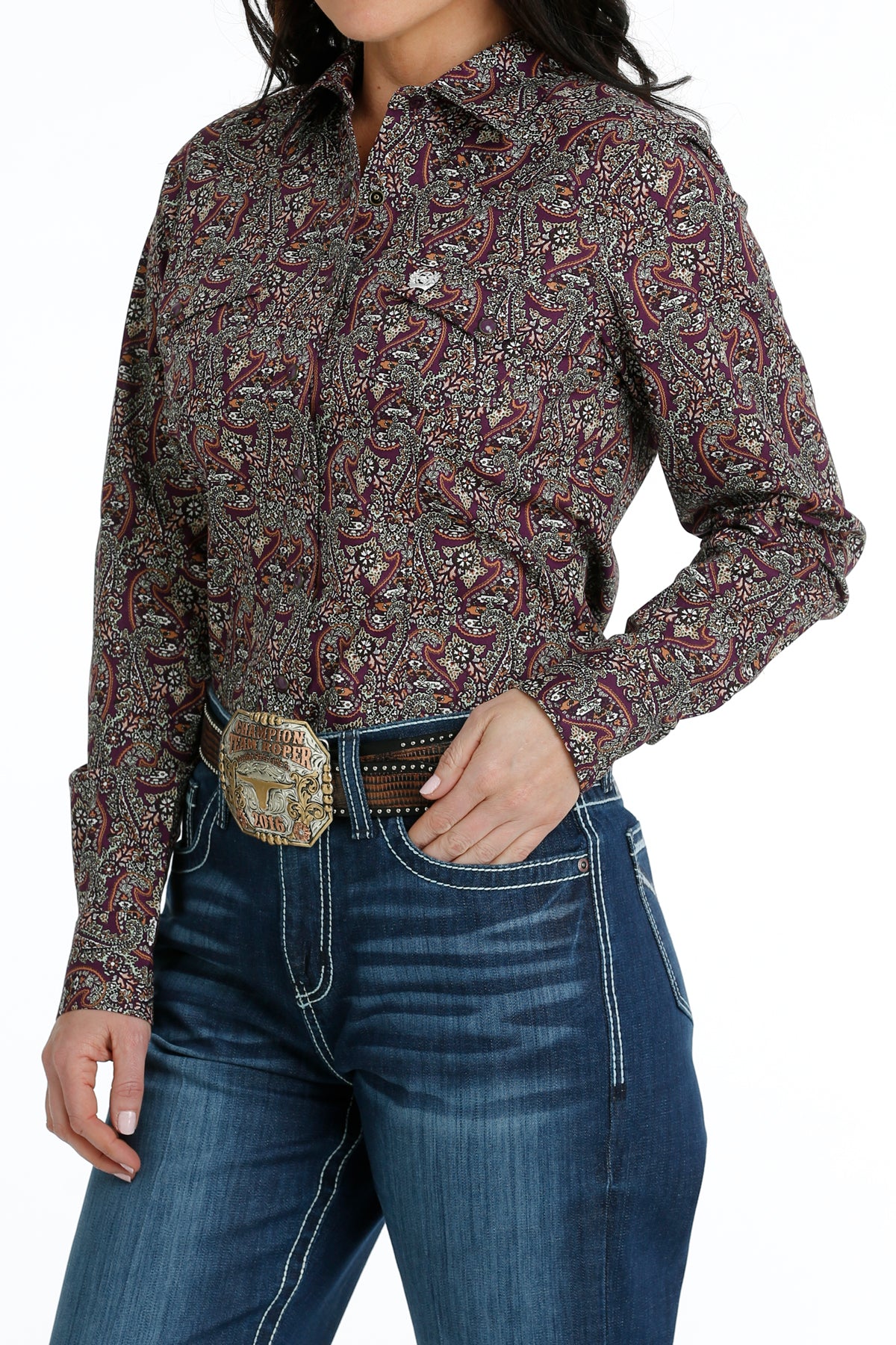 CINCH Women's Purple Snap Front Western Shirt