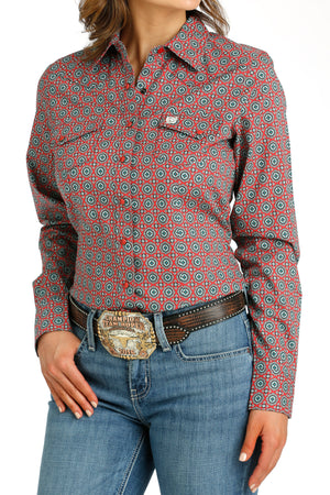 CINCH Women’s Red Snap Button-Down Western Shirt