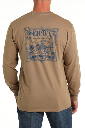 CINCH Men's Khaki Long Sleeve Tee