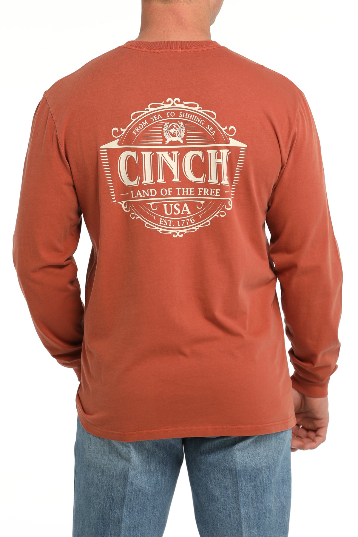 CINCH Men's Orange Long Sleeve Tee