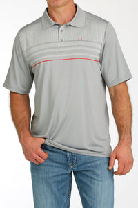 CINCH Men's Gray Short Sleeve ARENAFLEX Polo Western Shirt