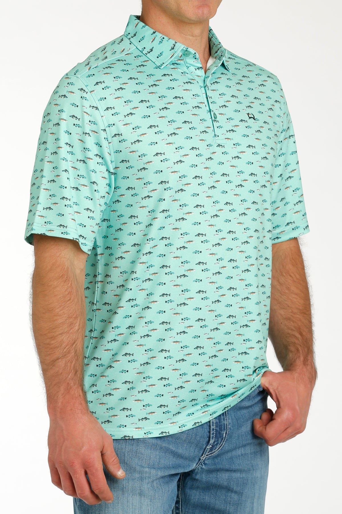 CINCH Men's Turquoise Short Sleeve ARENAFLEX Polo Western Shirt