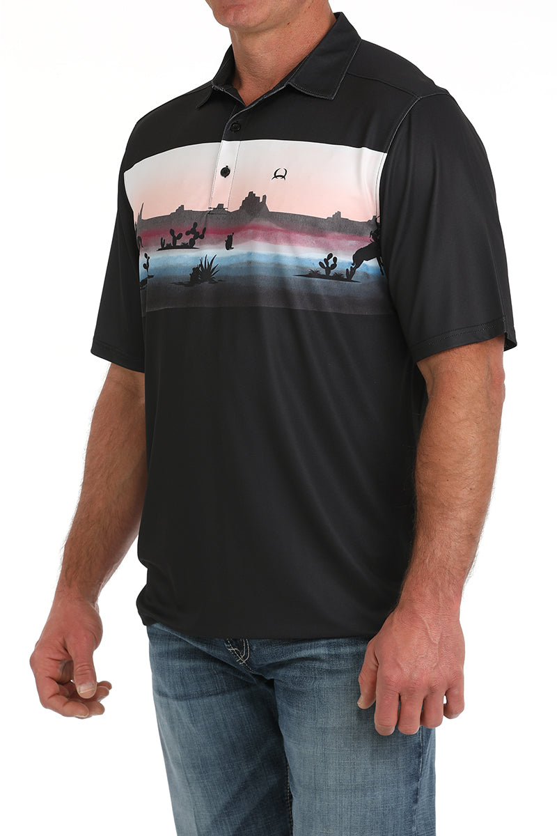 CINCH Men's Black S/S ARENAFLEX Polo