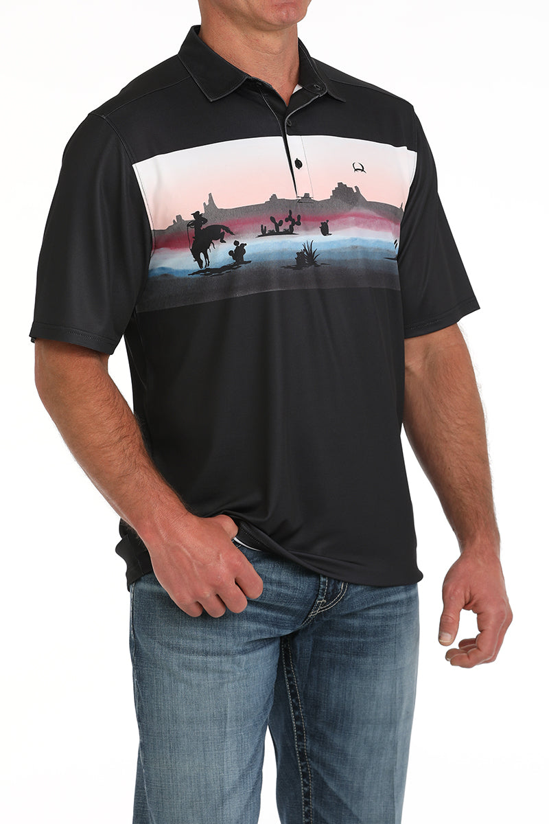CINCH Men's Black S/S ARENAFLEX Polo