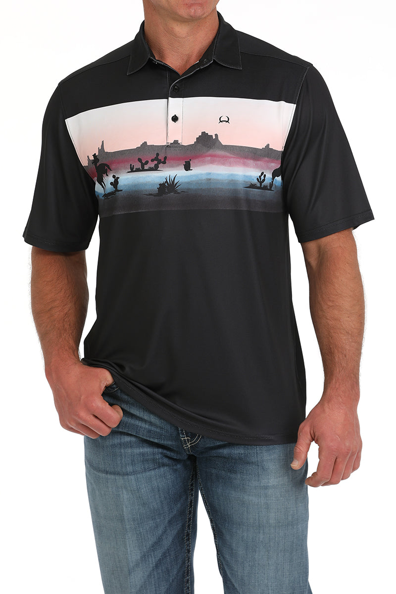 CINCH Men's Black S/S ARENAFLEX Polo