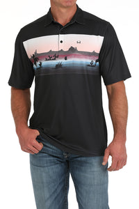 CINCH Men's Black S/S ARENAFLEX Polo