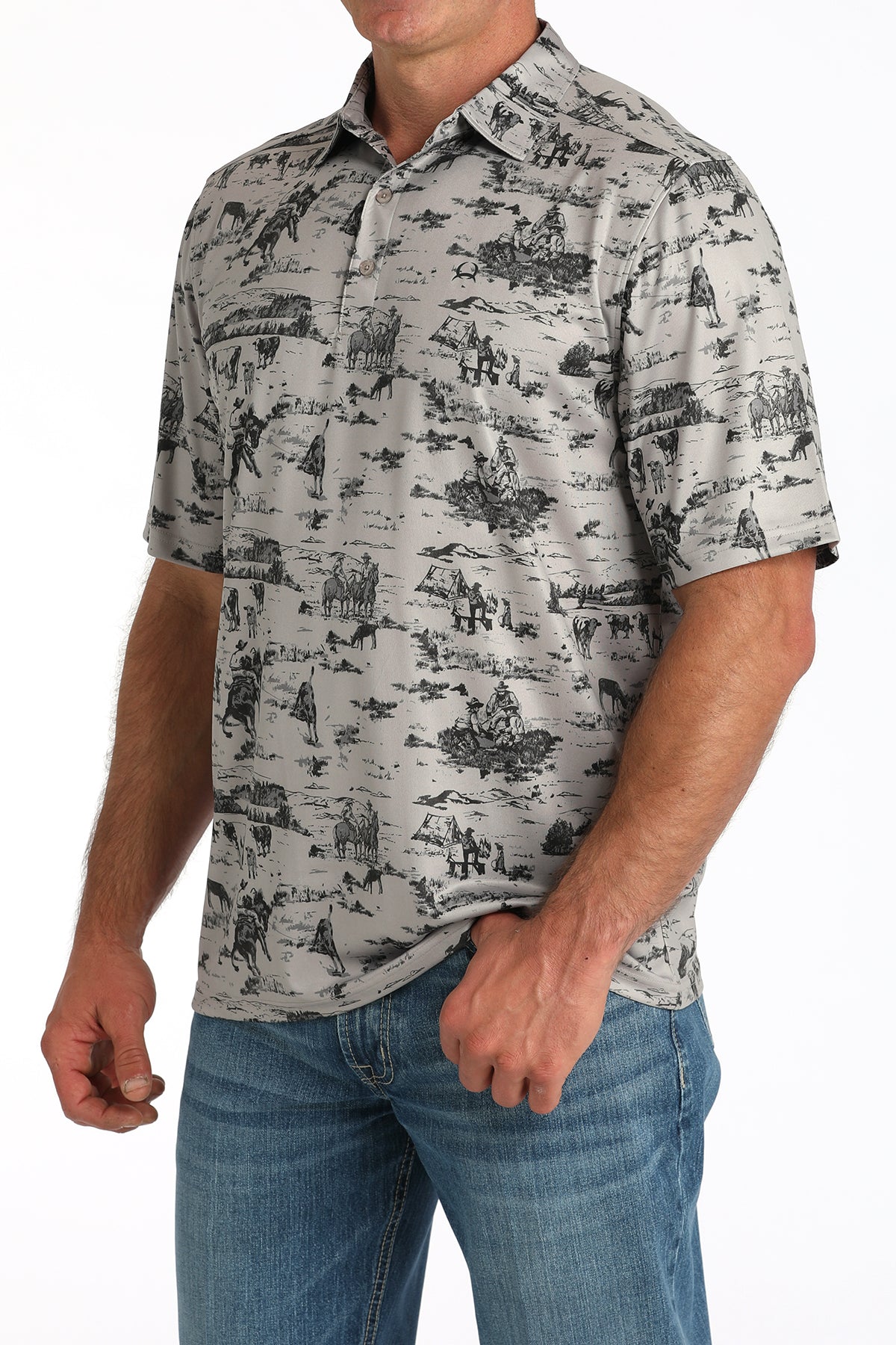 CINCH Men's Grey S/S ARENAFLEX Polo