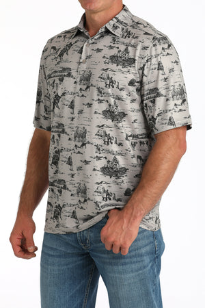 CINCH Men's Grey S/S ARENAFLEX Polo